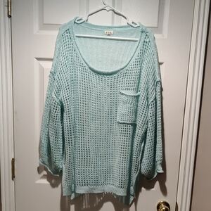 POL Mint Green Women's Scoop Neck Sweater
